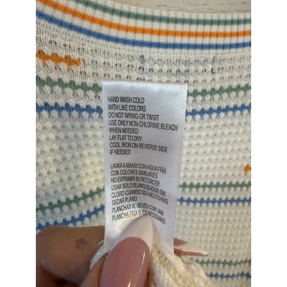 Democracy Rainbow Stripe Flutter Sleeve Knit Sweater Top Size Large - Picture 7 of 8